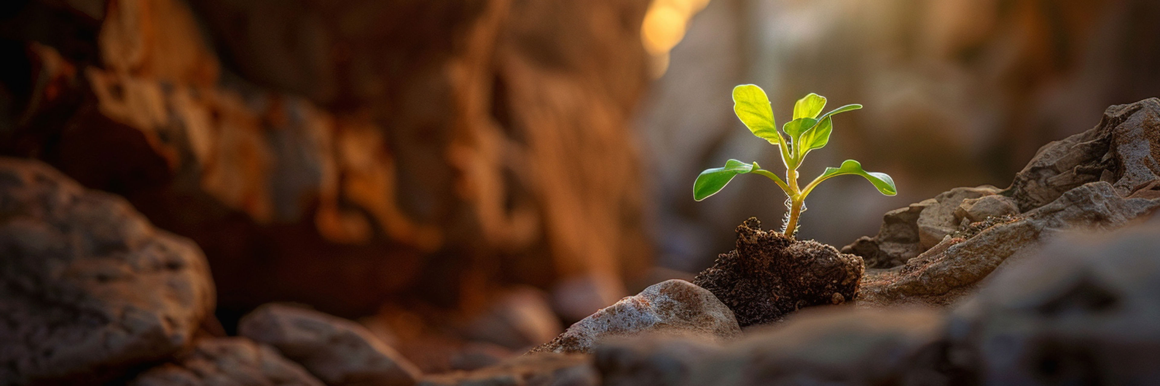 Grøn spire vokser op ad jorden