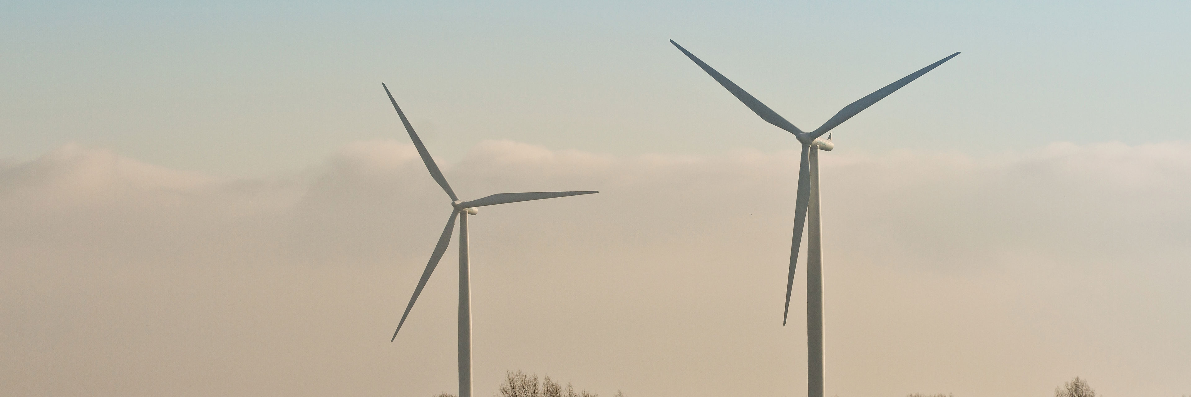 Vindmøller i horisonten på en mark