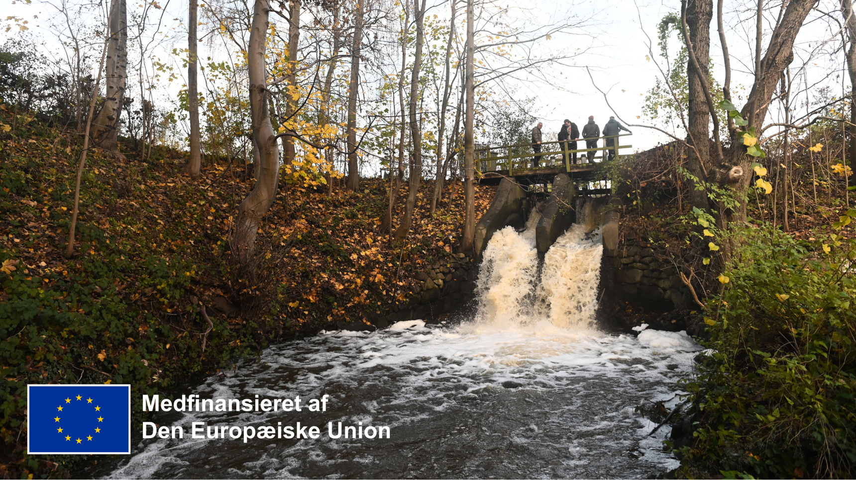 Medfinansieret af EU-logo på billede af vandløb.